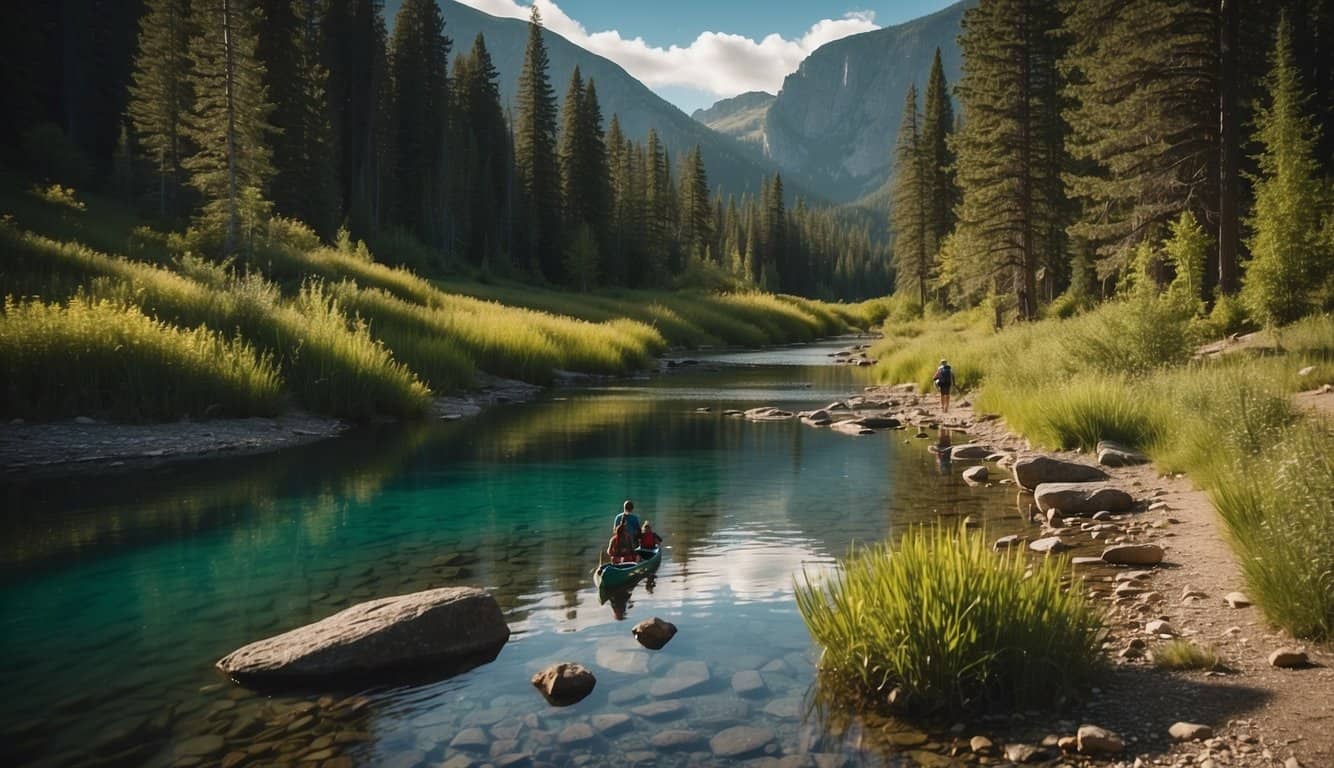 Hiking trails wind through lush forests, leading to breathtaking mountain vistas. Canoeists paddle along crystal-clear lakes, while cyclists tackle rugged terrain. Nature enthusiasts fish in tranquil streams, surrounded by the peaceful beauty of Driggs